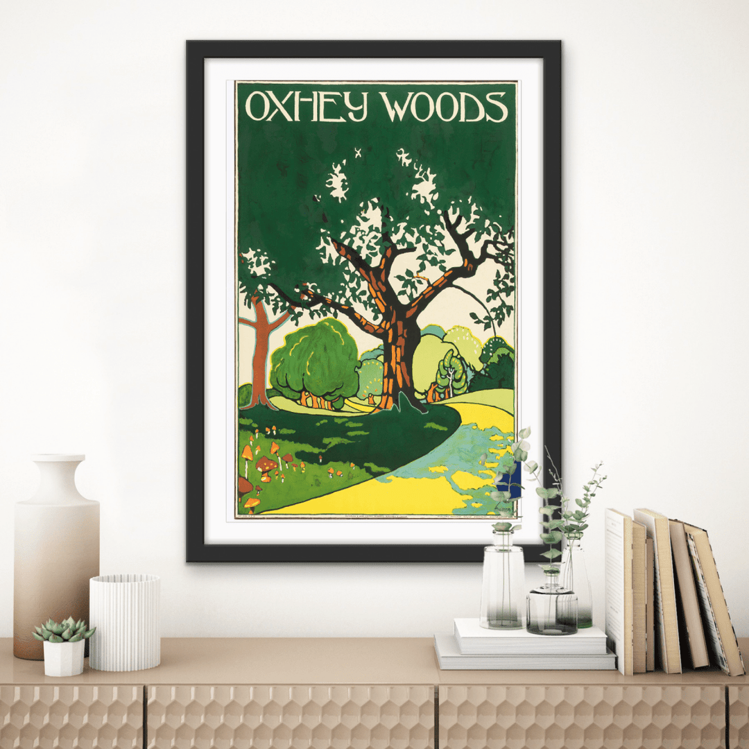 Oxhey Woods Vintage Poster - Stretched Canvas or Wall Art Print - I Heart Wall Art - Poster Print, Canvas Print or Framed Art Print