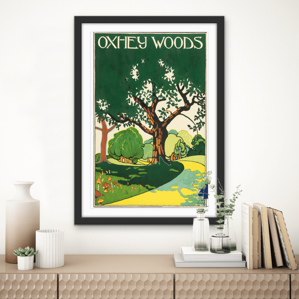 Oxhey Woods Vintage Poster - Stretched Canvas or Wall Art Print - I Heart Wall Art - Poster Print, Canvas Print or Framed Art Print