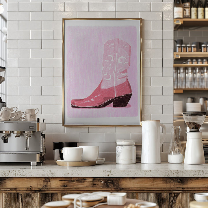 P&amp;c Cowgirlboot Copy - Stretched Canvas, Poster or Fine Art Print I Heart Wall Art