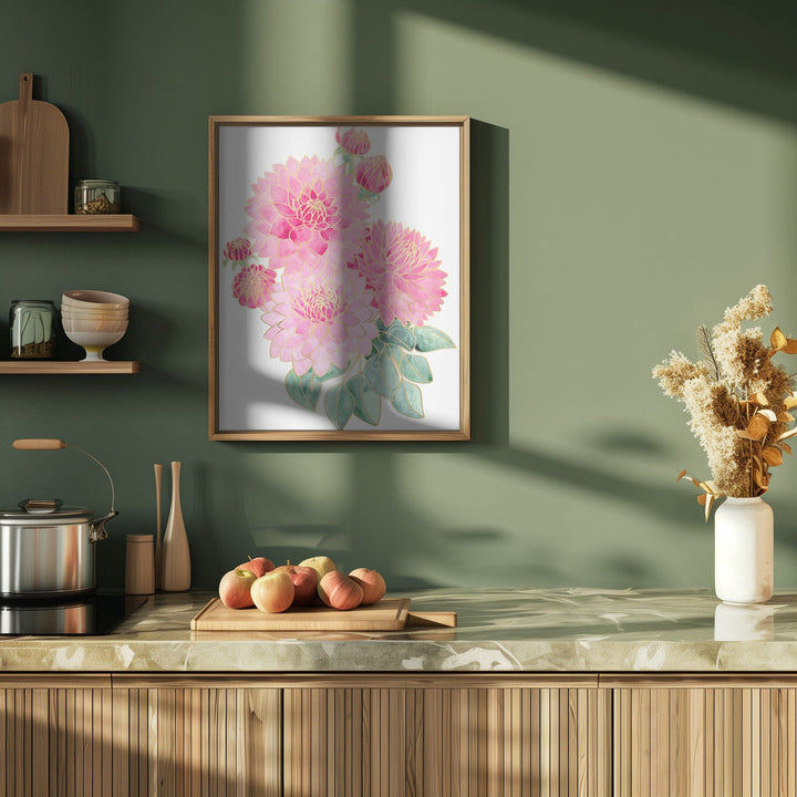 Pacey pink watercolor bouquet - Stretched Canvas, Poster or Fine Art Print I Heart Wall Art