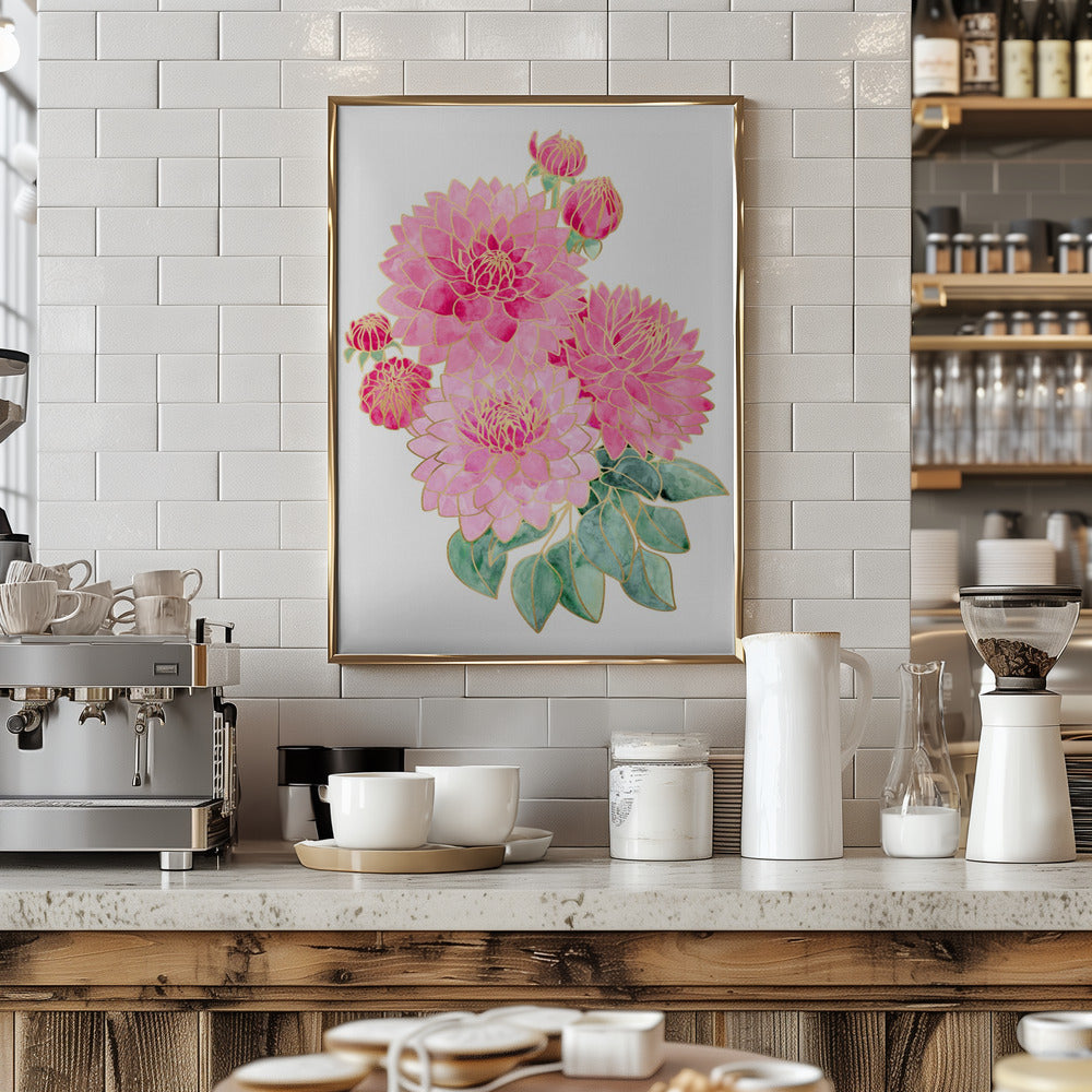 Pacey pink watercolor bouquet - Stretched Canvas, Poster or Fine Art Print I Heart Wall Art