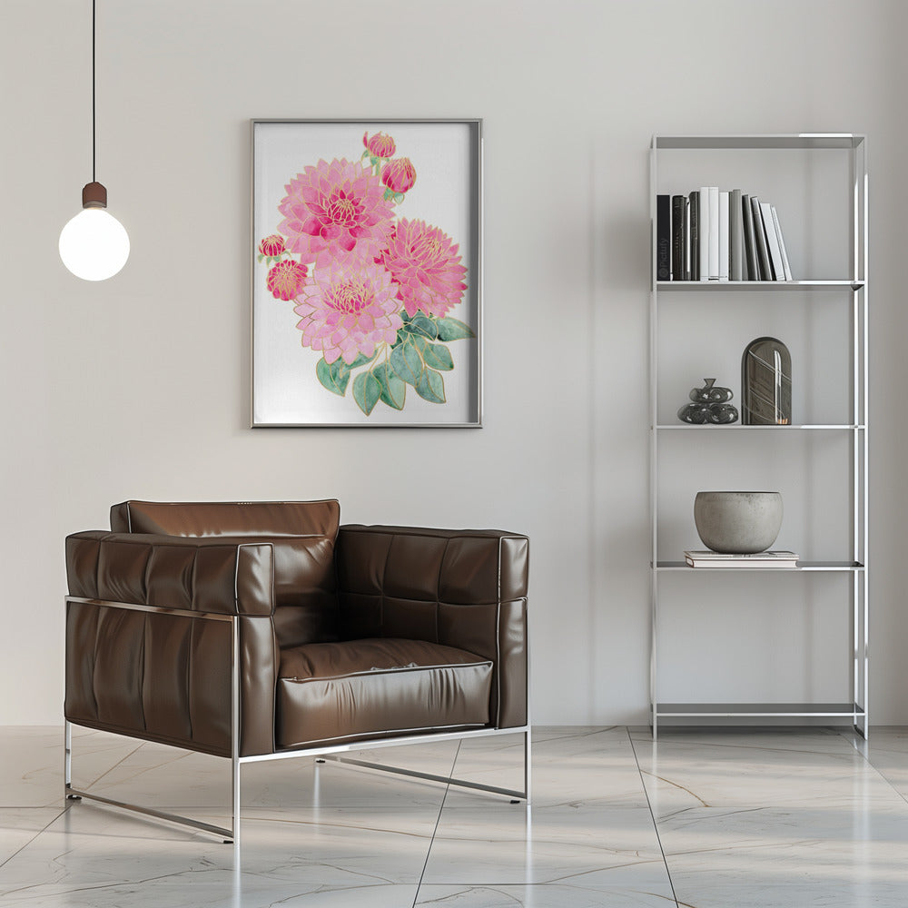 Pacey pink watercolor bouquet - Stretched Canvas, Poster or Fine Art Print I Heart Wall Art