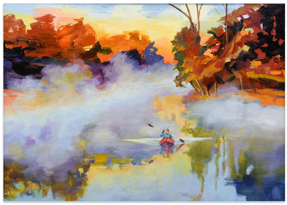 Paddling In the Mist - Stretched Canvas, Poster or Fine Art Print I Heart Wall Art
