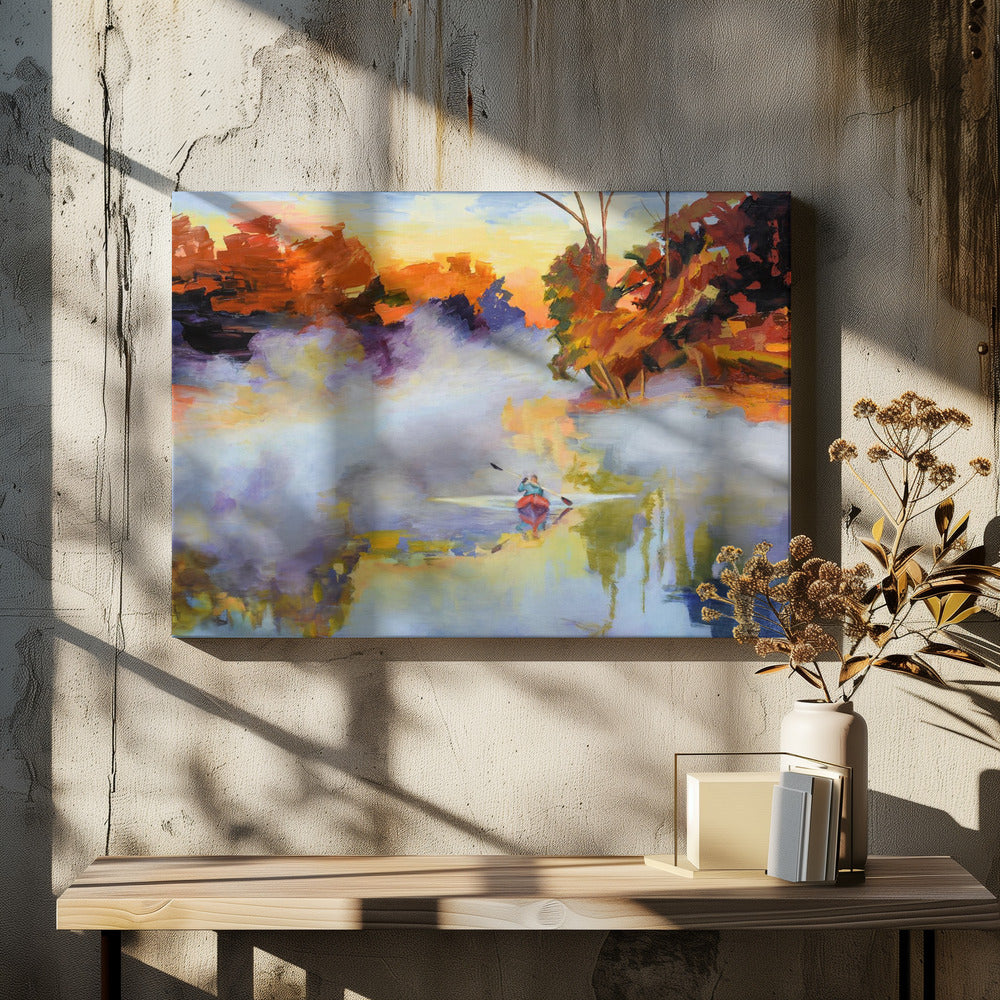 Paddling In the Mist - Stretched Canvas, Poster or Fine Art Print I Heart Wall Art
