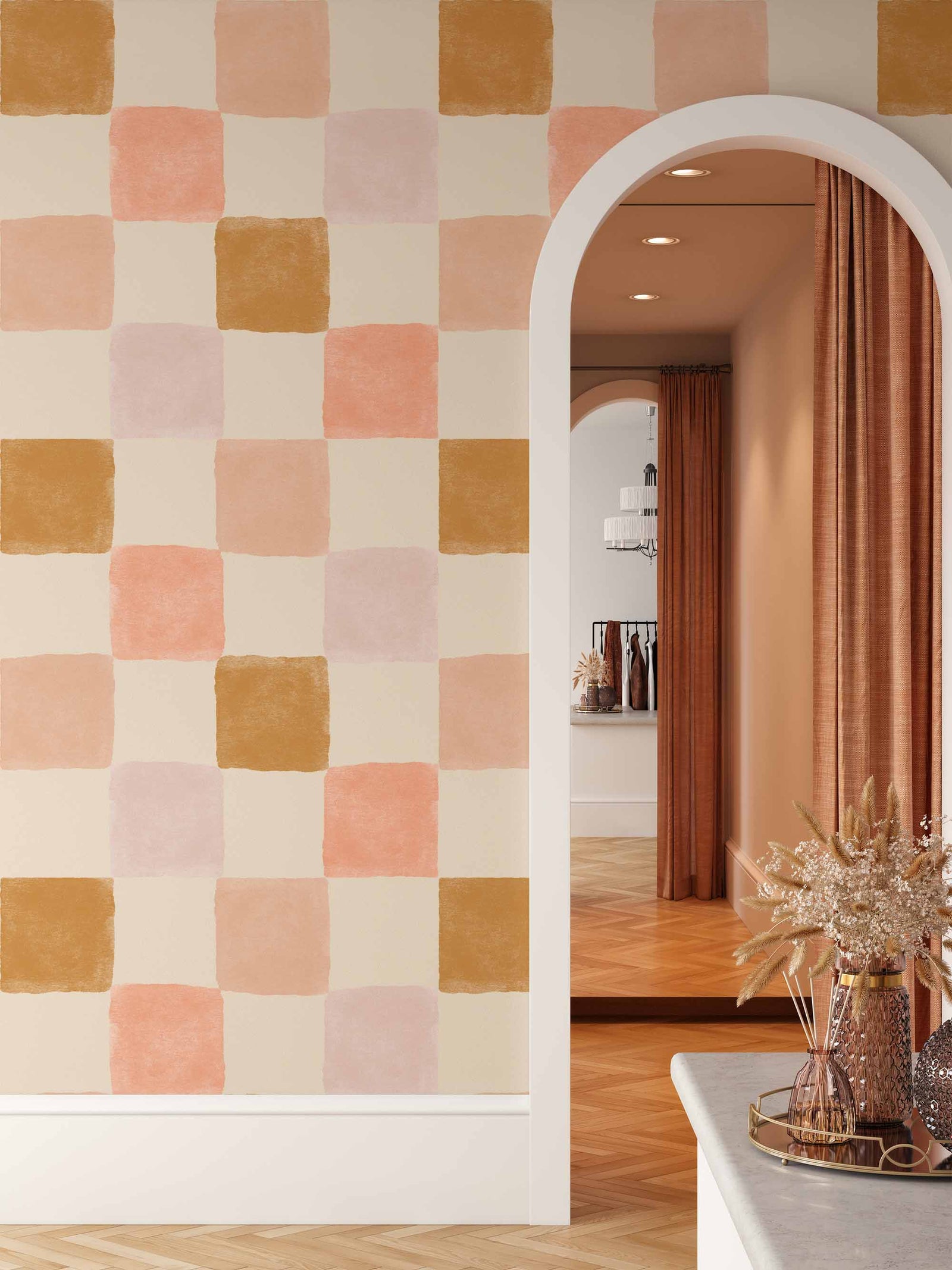 Painted Checkerboard  - Peel and Stick Removable Wallpaper I Heart Wall Art Australia