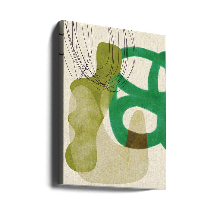 Painted Lines Green Tan Kopie - Stretched Canvas, Poster or Fine Art Print I Heart Wall Art
