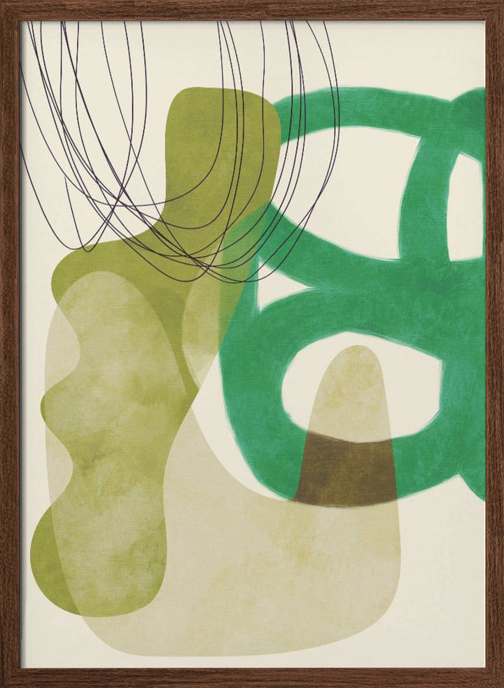 Painted Lines Green Tan Kopie - Stretched Canvas, Poster or Fine Art Print I Heart Wall Art