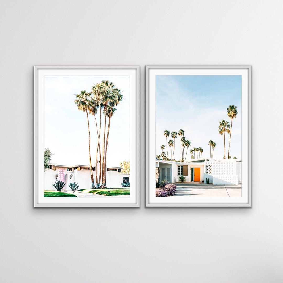 Palm Springs - Two Piece Mid Century Retro Vintage House Print Set Diptych - I Heart Wall Art