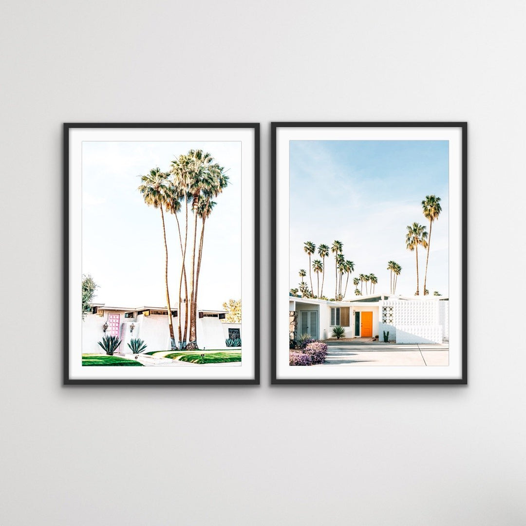 Palm Springs - Two Piece Mid Century Retro Vintage House Print Set Diptych - I Heart Wall Art