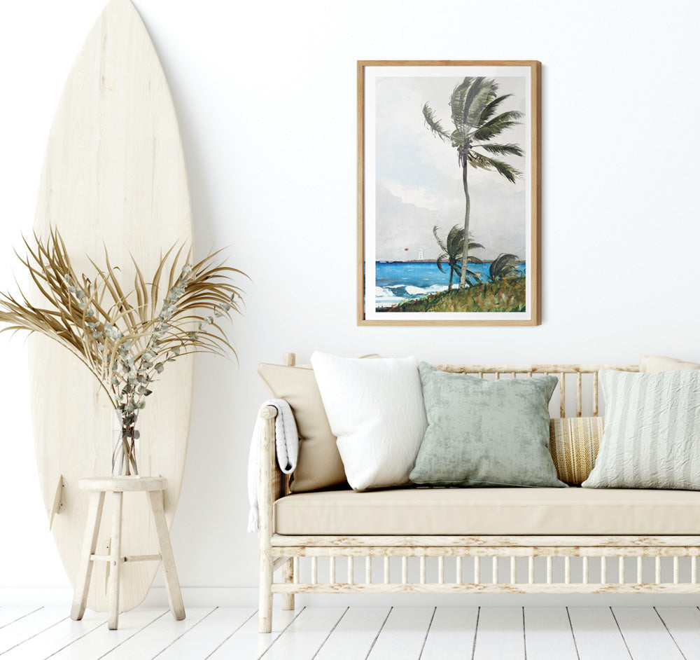 Palm Tree by Winslow Homer - Americana Historic Coastal Hamptons Stretched Canvas or Wall Art Print
