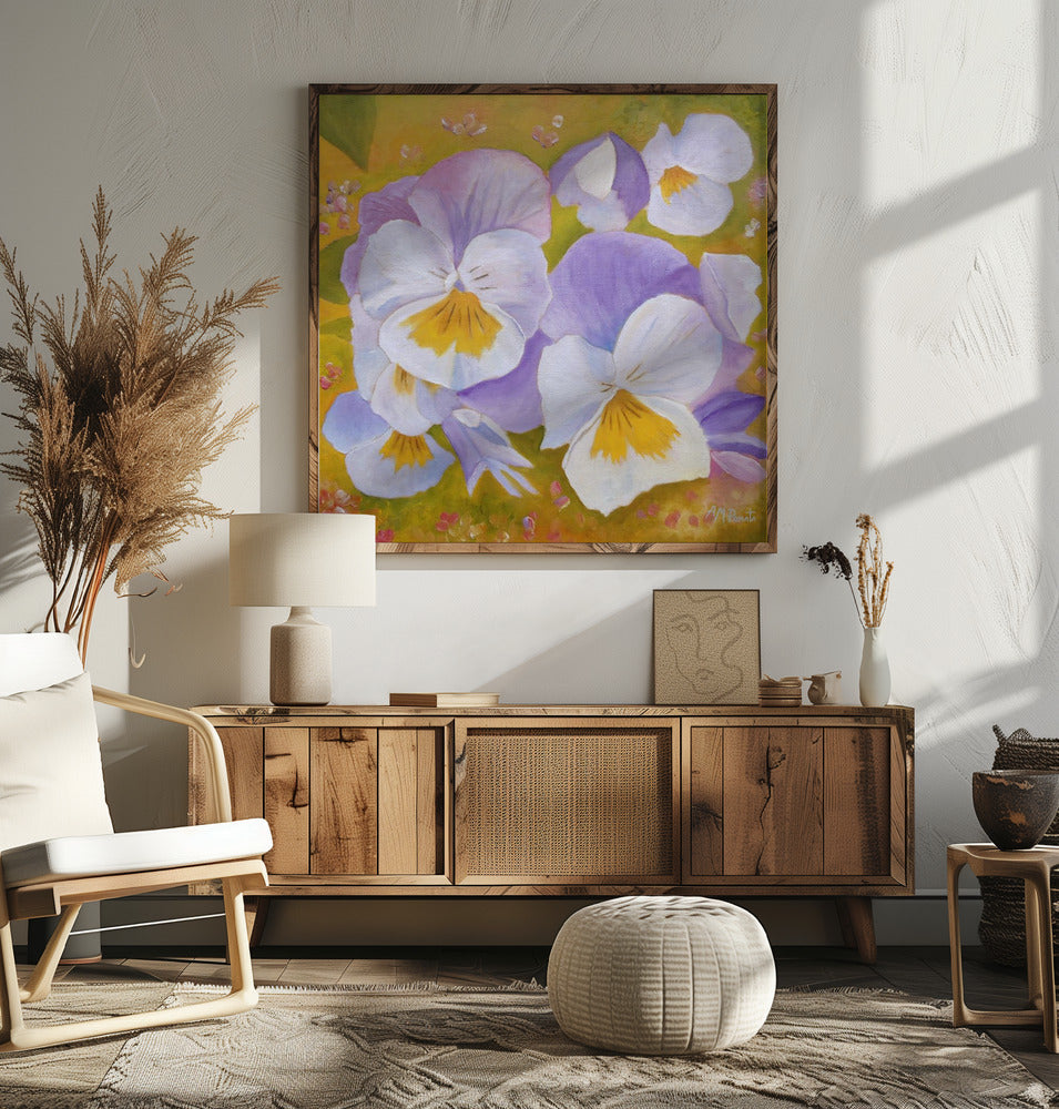 Pansies - Square Stretched Canvas, Poster or Fine Art Print I Heart Wall Art