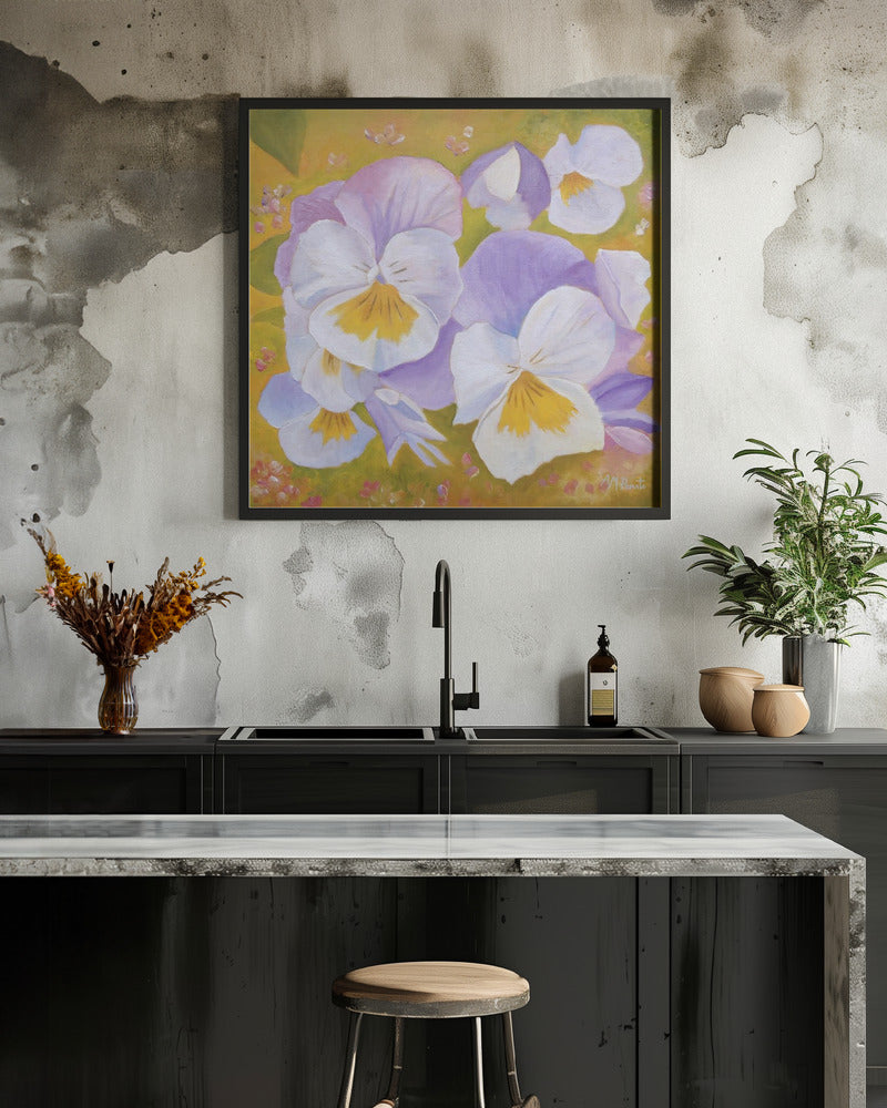 Pansies - Square Stretched Canvas, Poster or Fine Art Print I Heart Wall Art