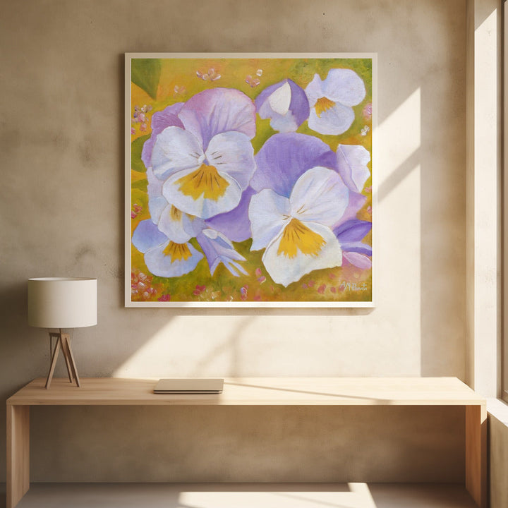 Pansies - Square Stretched Canvas, Poster or Fine Art Print I Heart Wall Art