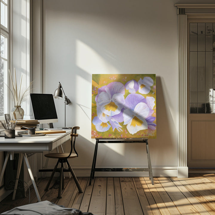 Pansies - Square Stretched Canvas, Poster or Fine Art Print I Heart Wall Art