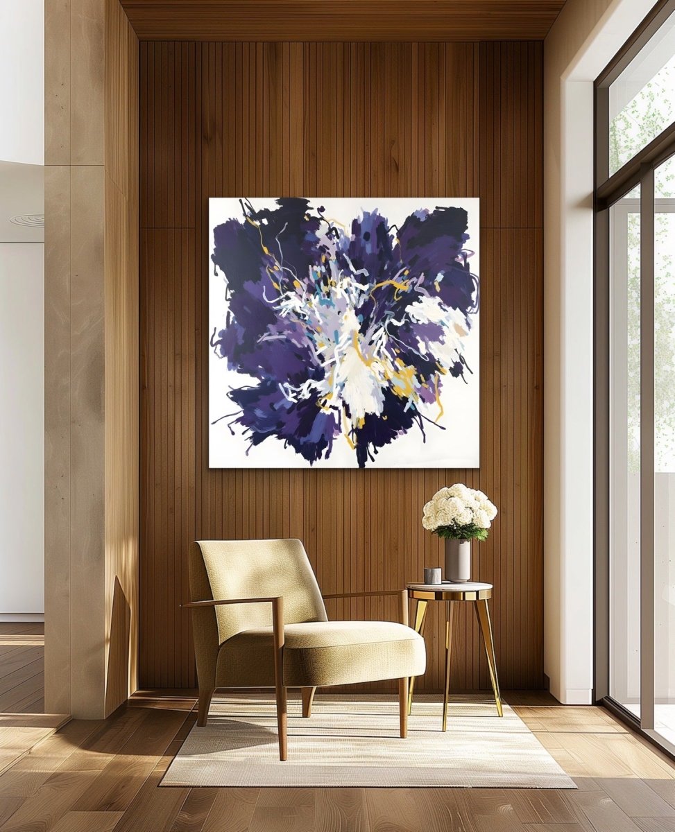 Pansy - Colourful Abstract Blue Floral Art Print - I Heart Wall Art - Poster Print, Canvas Print or Framed Art Print