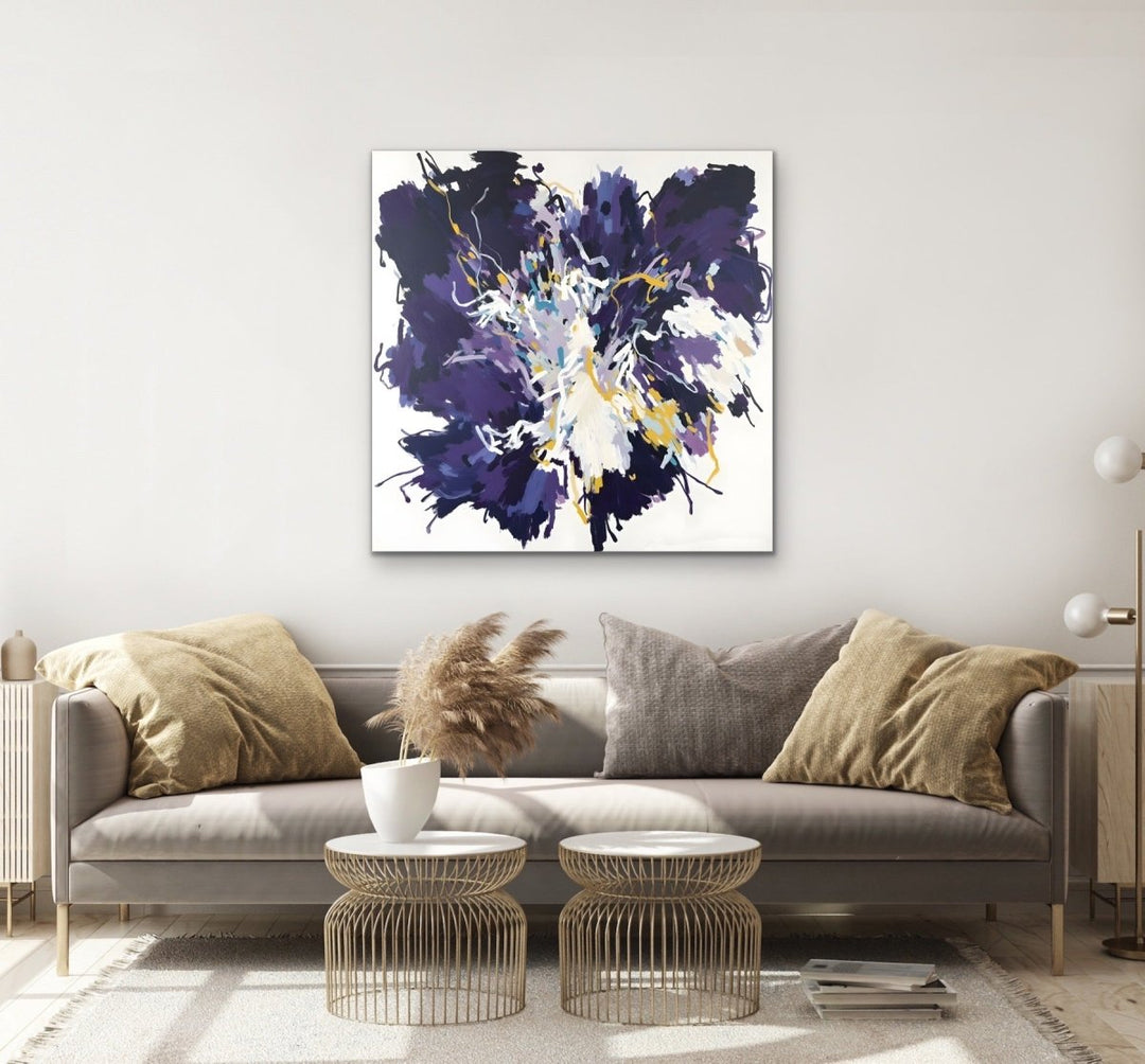 Pansy - Colourful Abstract Blue Floral Art Print - I Heart Wall Art - Poster Print, Canvas Print or Framed Art Print