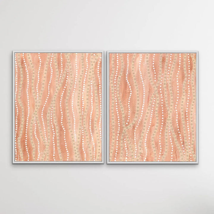 Paperbark - Two Piece Aboriginal Art Print Set by Holly Stowers - Canvas or Art Print Dot Paintings I Heart Wall Art Australia 
