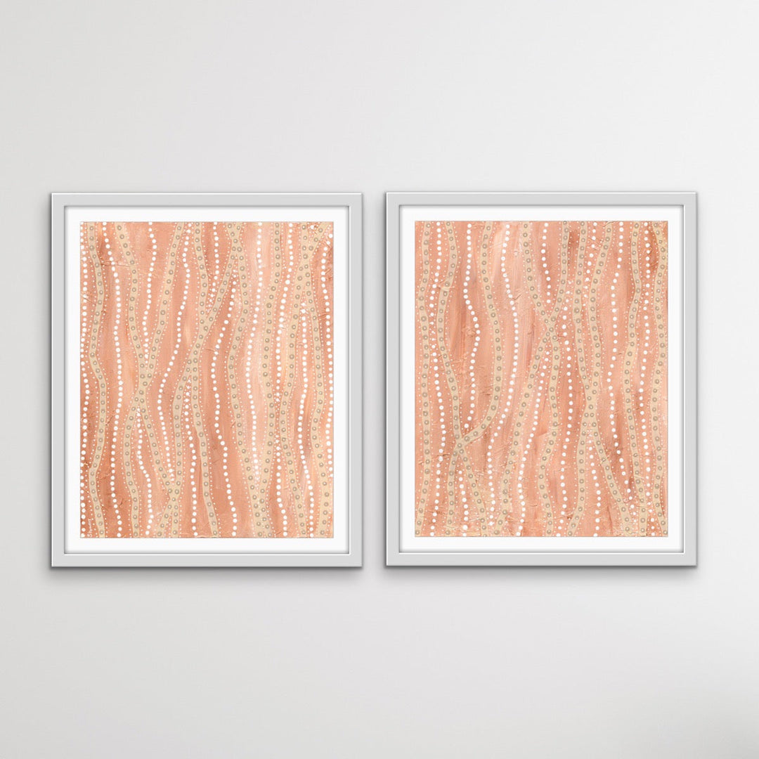 Paperbark - Two Piece Aboriginal Art Print Set by Holly Stowers - Canvas or Art Print Dot Paintings I Heart Wall Art Australia 