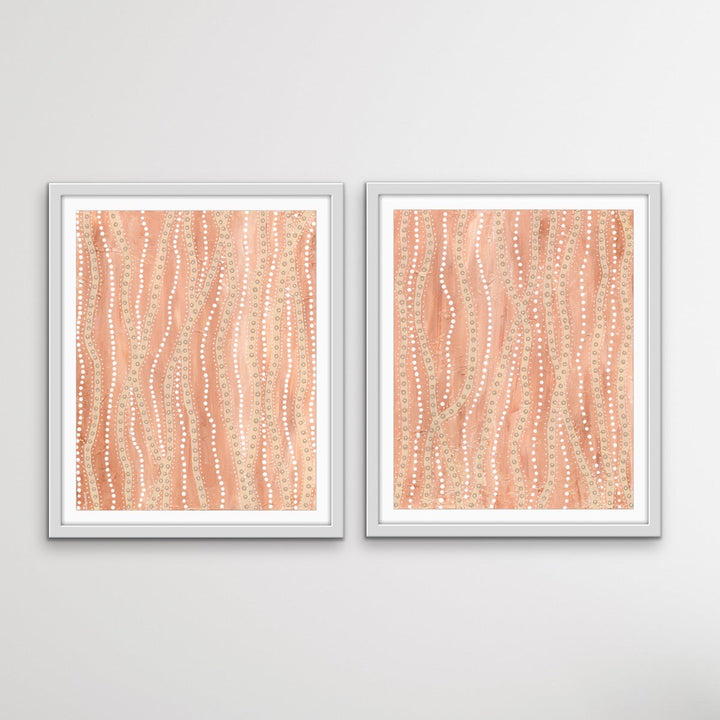 Paperbark - Two Piece Aboriginal Art Print Set by Holly Stowers - Canvas or Art Print Dot Paintings I Heart Wall Art Australia 