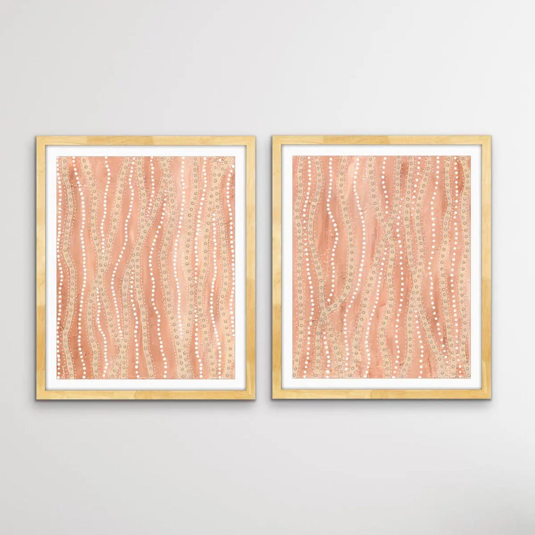 Paperbark - Two Piece Aboriginal Art Print Set by Holly Stowers - Canvas or Art Print Dot Paintings I Heart Wall Art Australia 