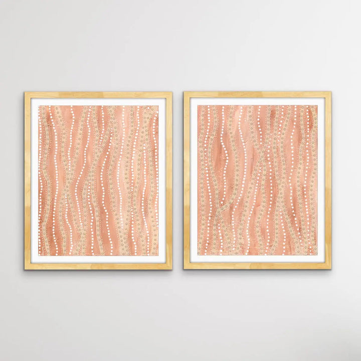 Paperbark - Two Piece Aboriginal Art Print Set by Holly Stowers - Canvas or Art Print Dot Paintings I Heart Wall Art Australia 