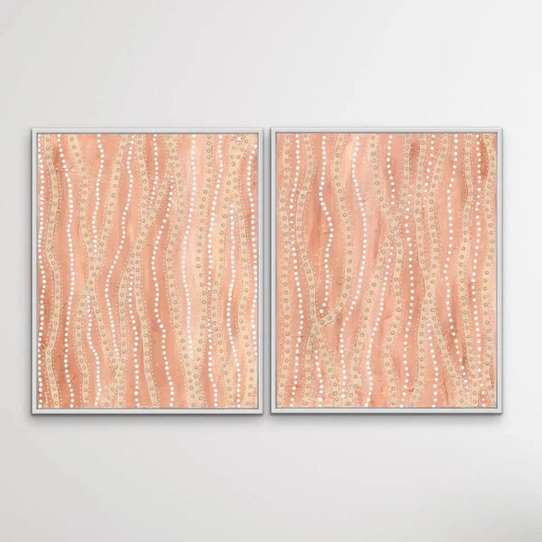 Paperbark - Two Piece Aboriginal Art Print Set by Holly Stowers - Canvas or Art Print Dot Paintings I Heart Wall Art Australia 