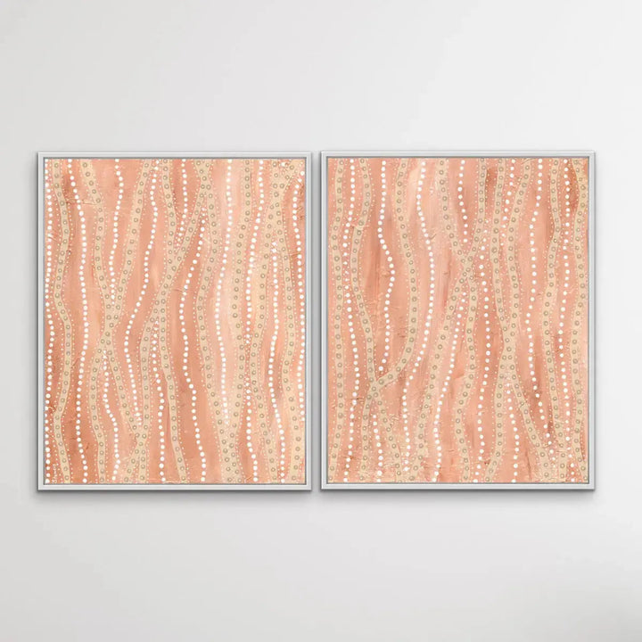 Paperbark - Two Piece Aboriginal Art Print Set by Holly Stowers - Canvas or Art Print Dot Paintings I Heart Wall Art Australia 