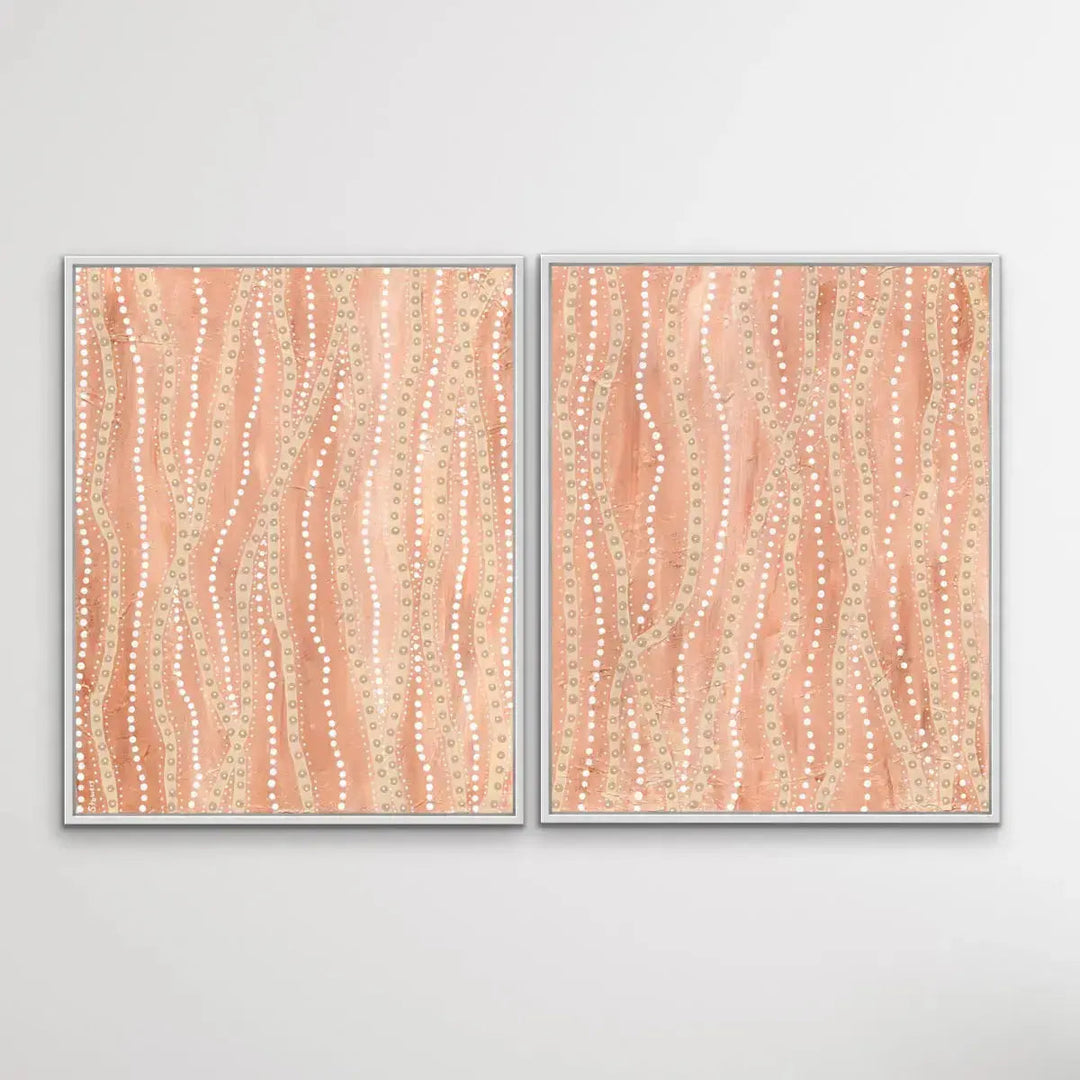 Paperbark - Two Piece Aboriginal Art Print Set by Holly Stowers - Canvas or Art Print Dot Paintings I Heart Wall Art Australia 
