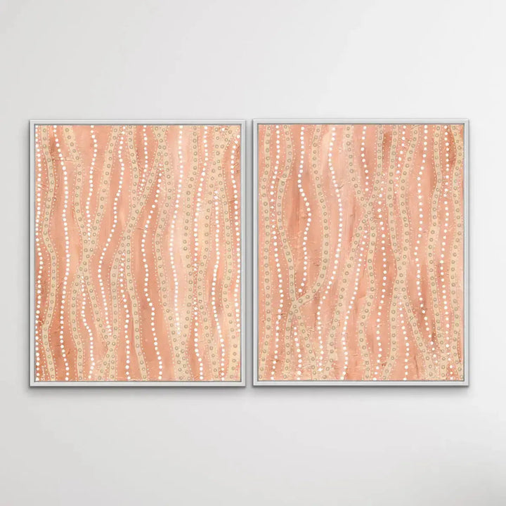 Paperbark - Two Piece Aboriginal Art Print Set by Holly Stowers - Canvas or Art Print Dot Paintings I Heart Wall Art Australia 