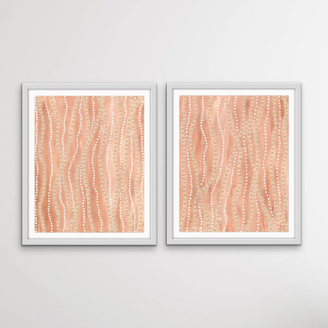 Paperbark - Two Piece Aboriginal Art Print Set by Holly Stowers - Canvas or Art Print Dot Paintings I Heart Wall Art Australia 