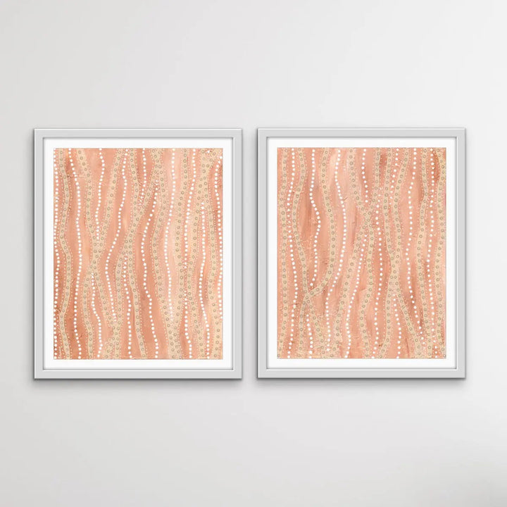 Paperbark - Two Piece Aboriginal Art Print Set by Holly Stowers - Canvas or Art Print Dot Paintings I Heart Wall Art Australia 