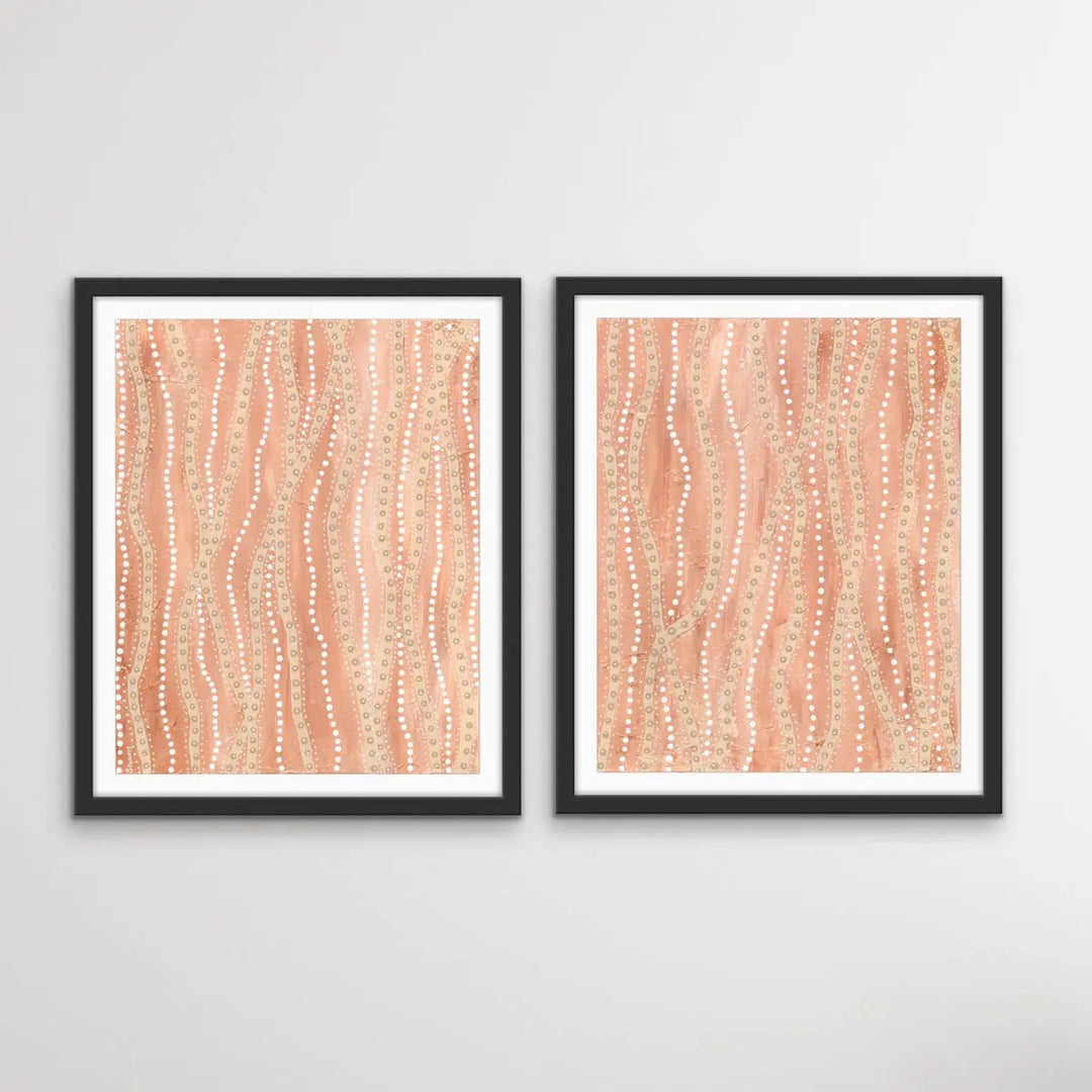 Paperbark - Two Piece Aboriginal Art Print Set by Holly Stowers - Canvas or Art Print Dot Paintings I Heart Wall Art Australia 