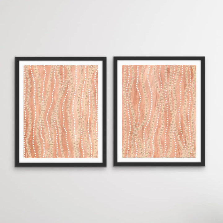 Paperbark - Two Piece Aboriginal Art Print Set by Holly Stowers - Canvas or Art Print Dot Paintings I Heart Wall Art Australia 