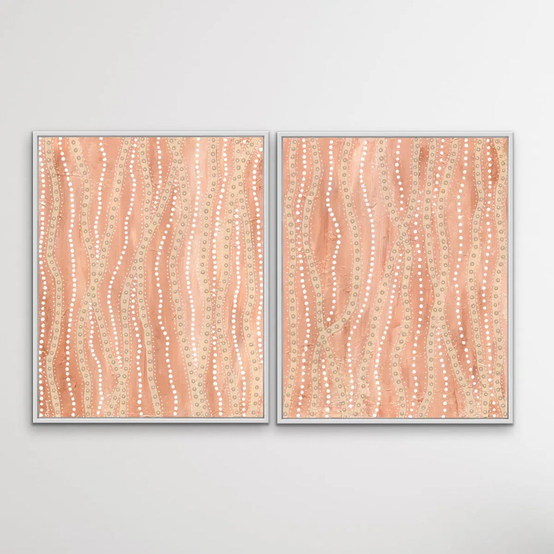 Paperbark - Two Piece Aboriginal Art Print Set by Holly Stowers - Canvas or Art Print Dot Paintings I Heart Wall Art Australia 