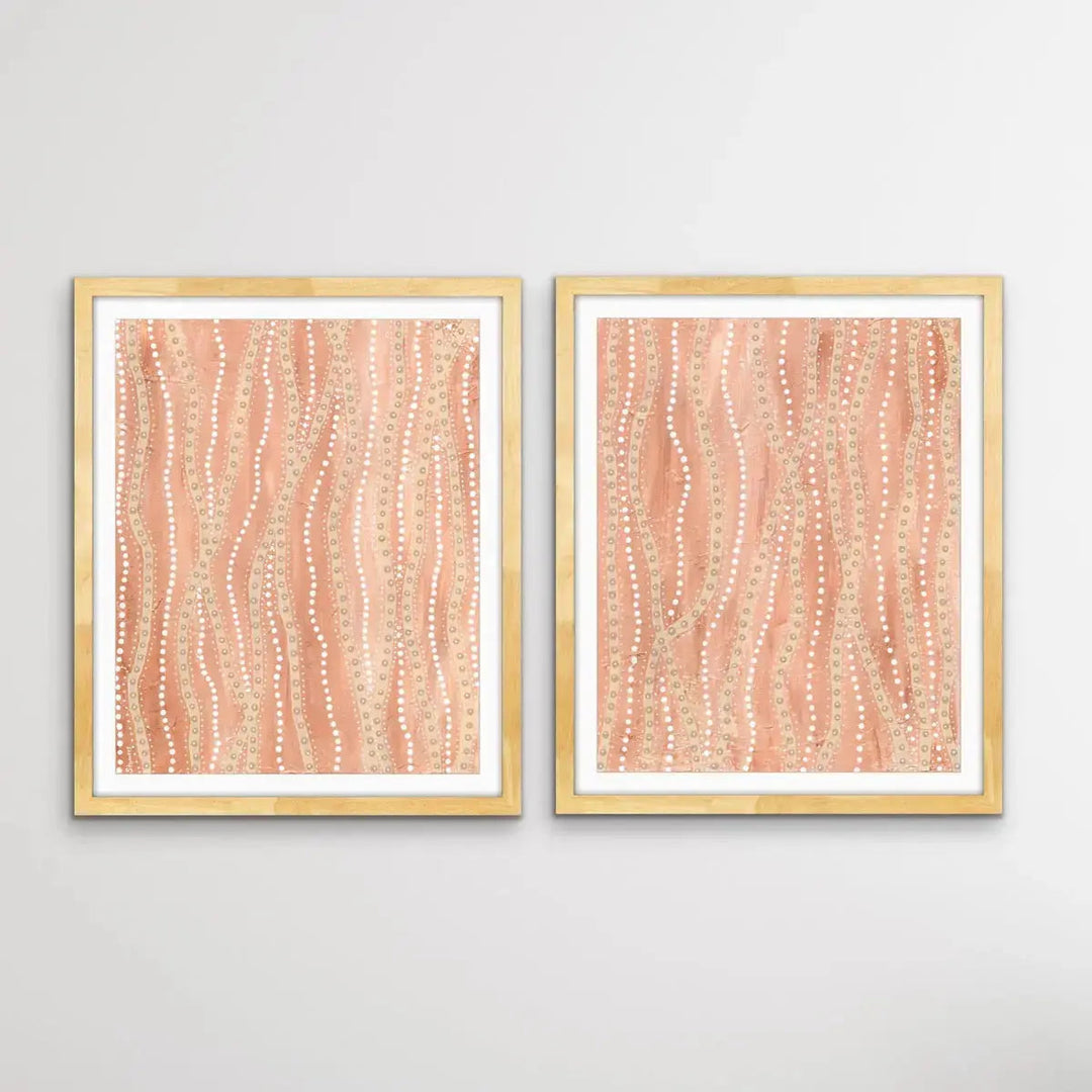 Paperbark - Two Piece Aboriginal Art Print Set by Holly Stowers - Canvas or Art Print Dot Paintings I Heart Wall Art Australia 