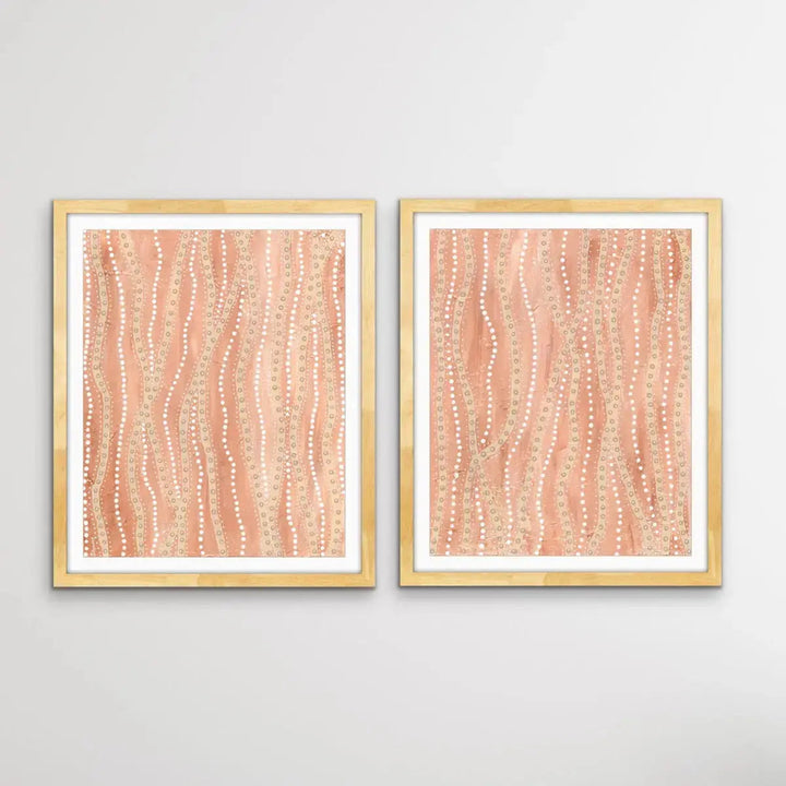 Paperbark - Two Piece Aboriginal Art Print Set by Holly Stowers - Canvas or Art Print Dot Paintings I Heart Wall Art Australia 