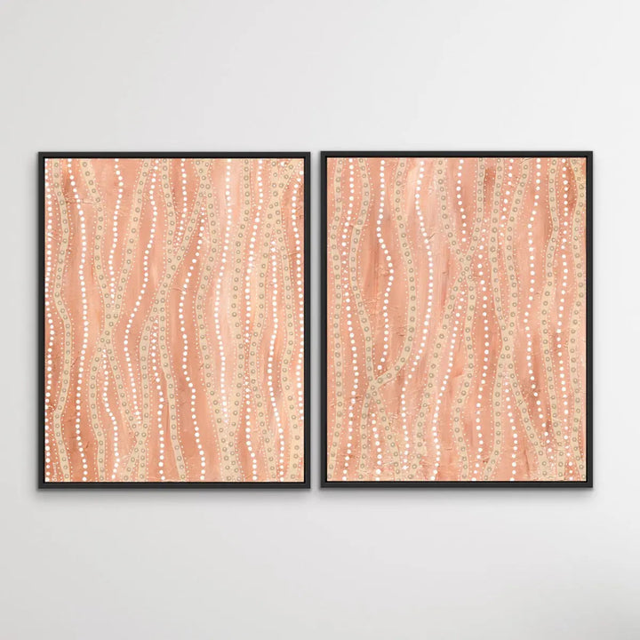 Paperbark - Two Piece Aboriginal Art Print Set by Holly Stowers - Canvas or Art Print Dot Paintings I Heart Wall Art Australia 