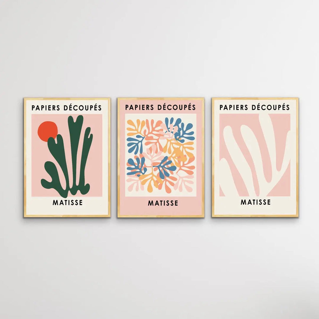 Papiers Decoupes - Matisse Inspired Three Piece Print Set Triptych - I Heart Wall Art