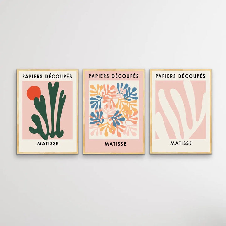 Papiers Decoupes - Matisse Inspired Three Piece Print Set Triptych - I Heart Wall Art