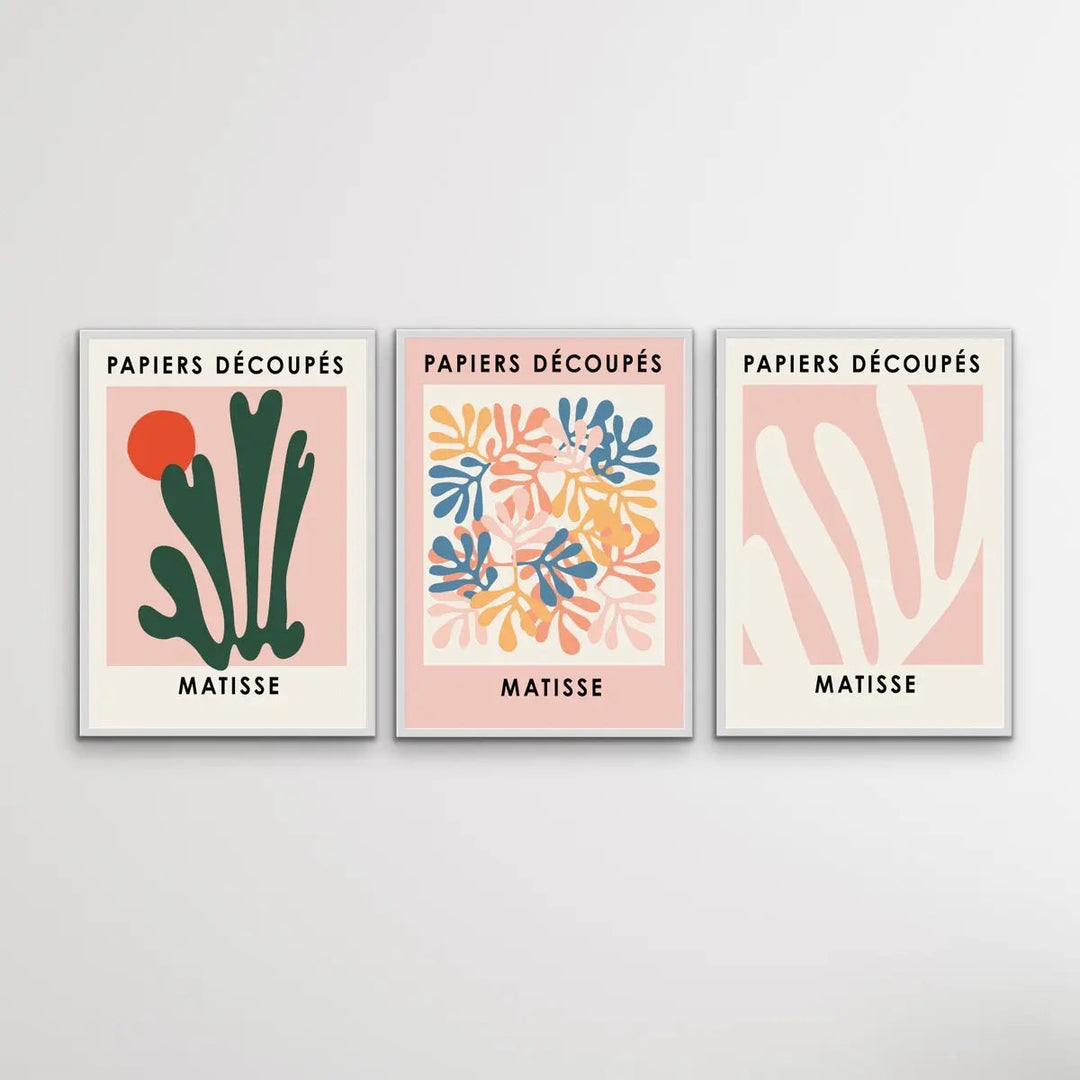 Papiers Decoupes - Matisse Inspired Three Piece Print Set Triptych - I Heart Wall Art