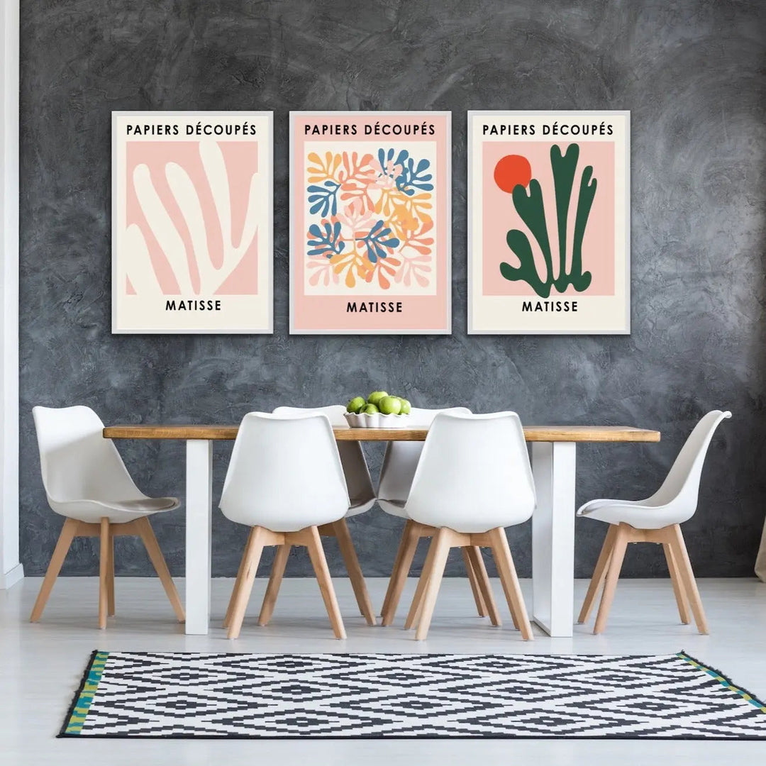 Papiers Decoupes - Matisse Inspired Three Piece Print Set Triptych - I Heart Wall Art
