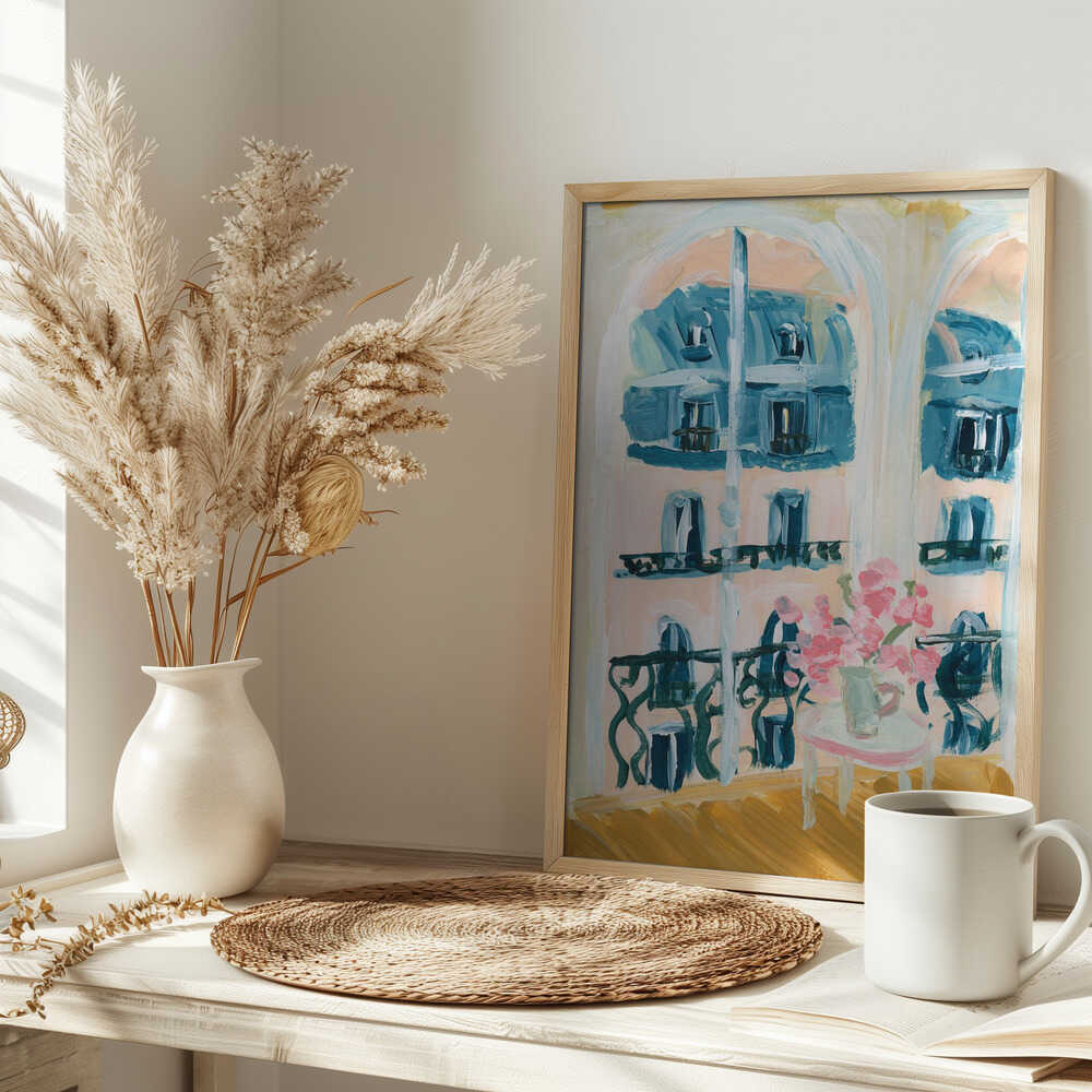 Paris Apartment Acrylic Painting - Stretched Canvas Poster or Fine Art Print