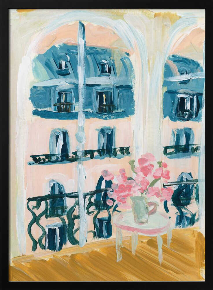 Paris Apartment Acrylic Painting - Stretched Canvas Poster or Fine Art Print