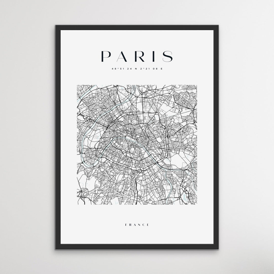 Paris City Map - Square City Map Stretched Canvas or Wall Art Print - I Heart Wall Art - Poster Print, Canvas Print or Framed Art Print