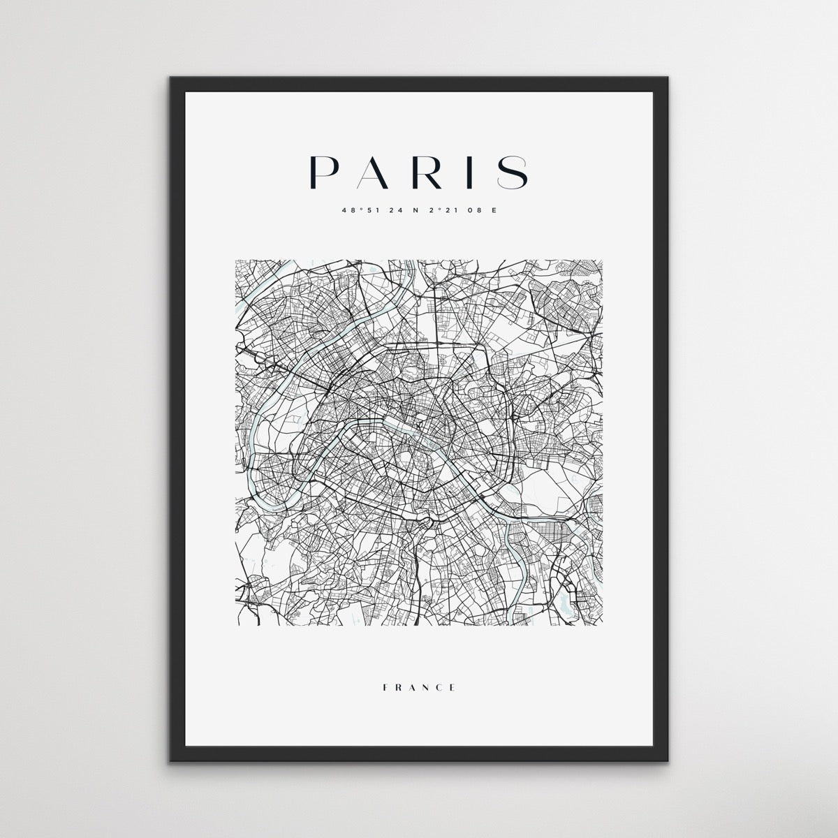 Paris City Map - Square City Map Stretched Canvas or Wall Art Print - I Heart Wall Art - Poster Print, Canvas Print or Framed Art Print