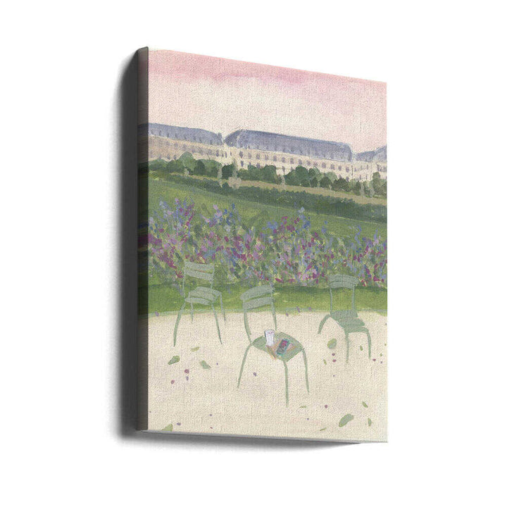 Paris Garden Watercolor Illustration - Stretched Canvas Poster or Fine Art Print