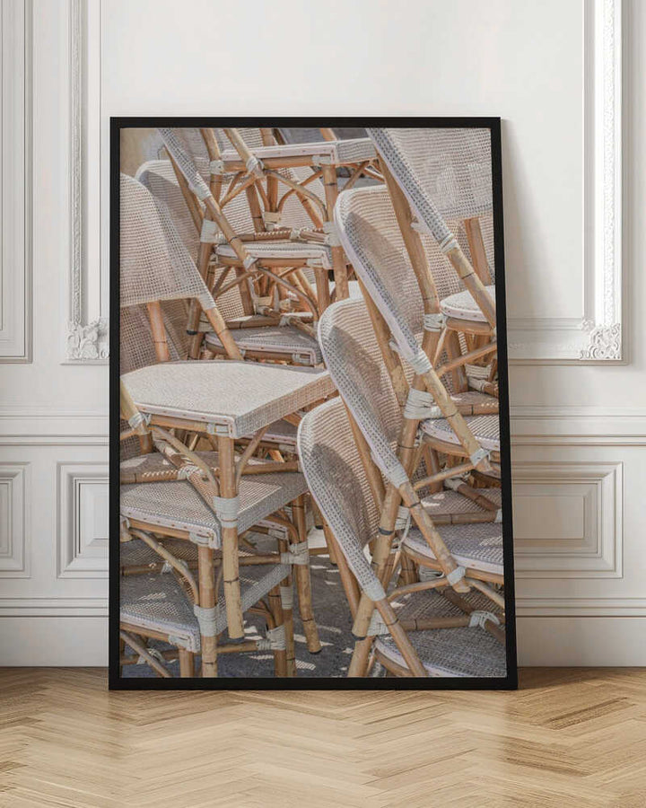 Parisian Bistro Chairs - Stretched Canvas, Poster or Fine Art Print - I Heart Wall Art - Poster Print, Canvas Print or Framed Art Print