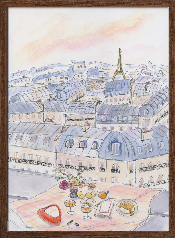 Parisian Rooftop 70x100 - Stretched Canvas, Poster or Fine Art Print I Heart Wall Art