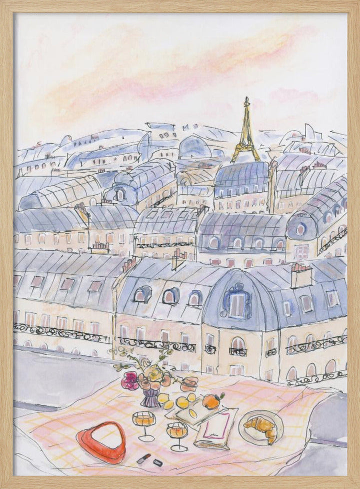 Parisian Rooftop 70x100 - Stretched Canvas, Poster or Fine Art Print I Heart Wall Art