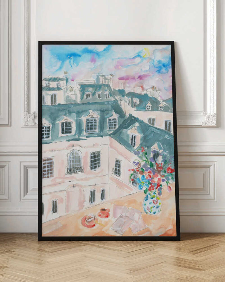Parisian Rooftop - Stretched Canvas Poster or Fine Art Print